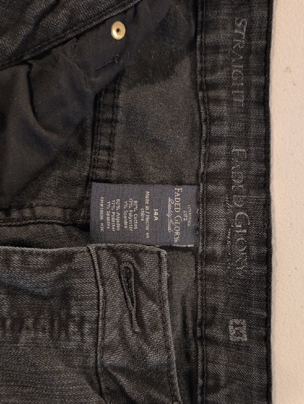 Faded Glory Women's Washed Black Straight Jeans 14A